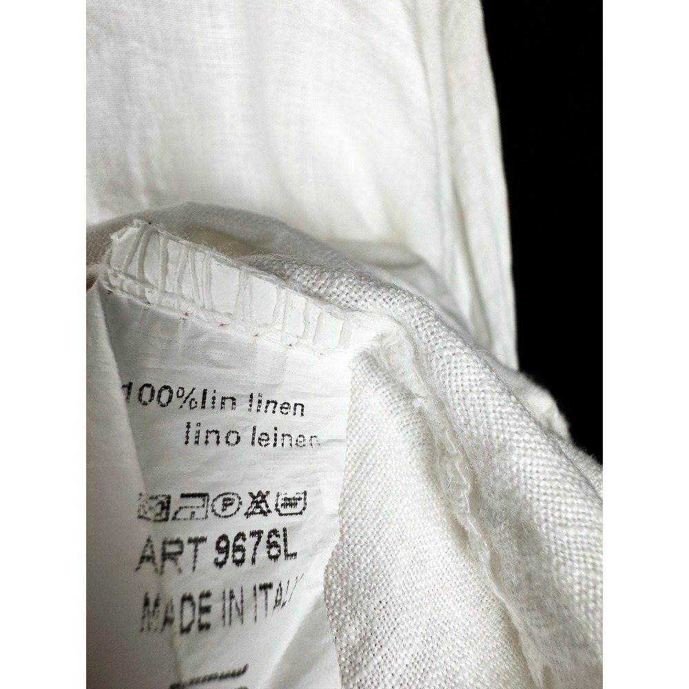 Belle France Shirt Sz S White Linen Button Front Italy Coastal Minimal Lagenlook - Picture 5 of 6